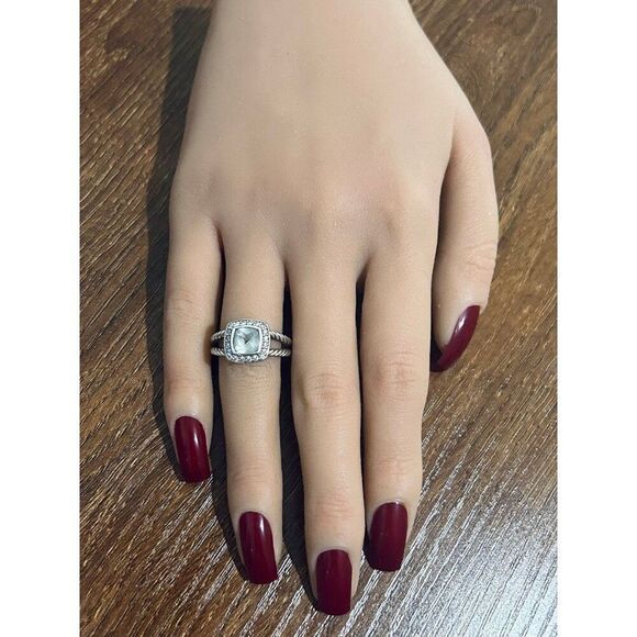 D.Y. 925 Prasiolite/Diamonds Albion Ring - Picture 10 of 12